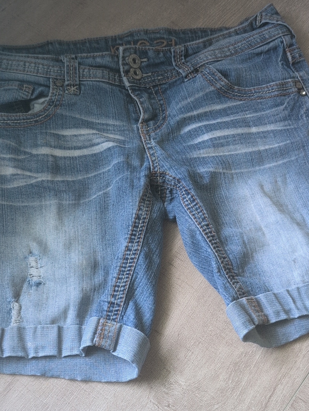 Rue21 Light Blue Distressed Denim Jean Shorts 5/6